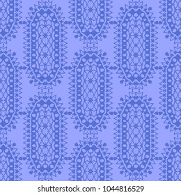 Vector Blue Ornamental Seamless Line Pattern. Endless Texture. Oriental Geometric Ornament