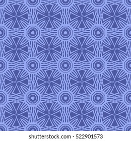 Vector Blue Ornamental Seamless Line Pattern. Endless Texture. Oriental Geometric Ornament