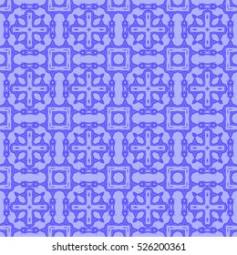 Vector Blue Ornamental Seamless Line Pattern. Endless Texture. Oriental Geometric Ornament