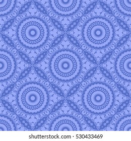 Vector Blue Ornamental Seamless Line Pattern. Endless Texture. Oriental Geometric Ornament