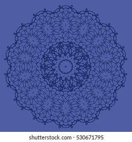 Vector Blue Ornamental Seamless Line Pattern. Endless Texture. Oriental Geometric Ornament