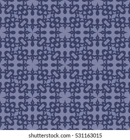 Vector Blue Ornamental Seamless Line Pattern. Endless Texture. Oriental Geometric Ornament
