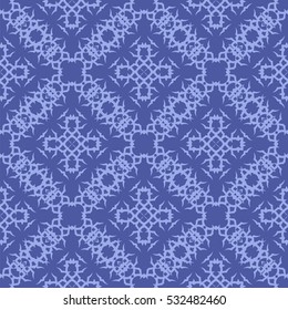 Vector Blue Ornamental Seamless Line Pattern. Endless Texture. Oriental Geometric Ornament