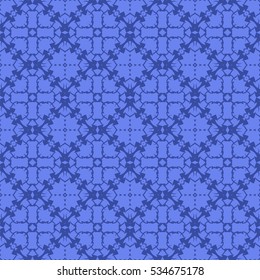 Vector Blue Ornamental Seamless Line Pattern. Endless Texture. Oriental Geometric Ornament