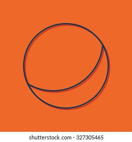 Vector blue outline ball icon on orange background with shadow 