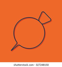 Vector blue outline beet icon on orange background with shadow 
