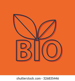 Vector blue outline icon for organic food and natural products 2 