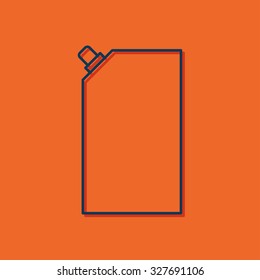 Vector blue outline mayonnaise plastic package icon on orange background with shadow 