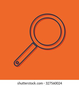 Vector blue outline pan icon on orange background with shadow 