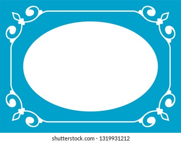 Vector blue oval border frame. May be used in advertising, packaging design, as a sign, a photo frame, a sticker label etc.
Laser cut ready