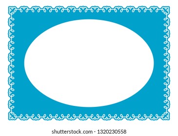 Vector blue oval border frame. May be used in advertising, packaging design, as a photo frame, a sticker label etc.
Laser cut ready