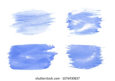 Vector blue paint smear stroke stain set. Abstract acrylic textured art illustration. Wet and Dry Acrylic Texture Paint Stain Illustration. Hand drawn brush strokes vector elements. Acrilyc strokes.