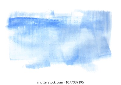 Vector blue paint smear stroke background. Abstract acrylic textured art illustration. Wet and Dry Acrylic Texture Paint Stain Illustration. Hand drawn brush strokes vector backdrop. Acrilyc strokes.