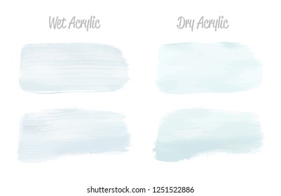 Vector blue paint smear stroke stain set. Abstract acrylic textured art illustration. Acrilyc Texture Paint Stain Illustration. Hand drawn brush strokes vector elements. Acrilyc strokes.