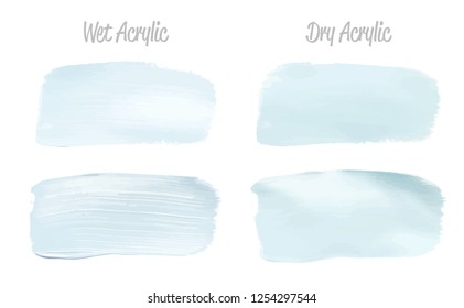 Vector blue paint smear stroke stain set. Abstract acrylic textured art illustration. Acrilyc Texture Paint Stain Illustration. Hand drawn brush strokes vector elements. Acrilyc strokes.