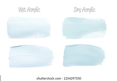 Vector blue paint smear stroke stain set. Abstract acrylic textured art illustration. Acrilyc Texture Paint Stain Illustration. Hand drawn brush strokes vector elements. Acrilyc strokes.
