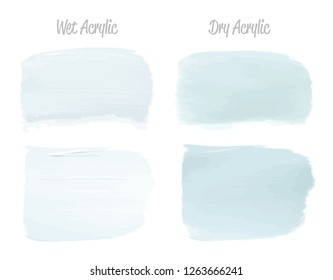 Vector blue paint smear stroke stain set. Abstract acrylic textured art illustration. Acrilyc Texture Paint Stain Illustration. Hand drawn brush strokes vector elements. Acrilyc strokes.