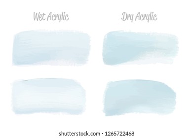 Vector blue paint smear stroke stain set. Abstract acrylic textured art illustration. Acrilyc Texture Paint Stain Illustration. Hand drawn brush strokes vector elements. Acrilyc strokes.