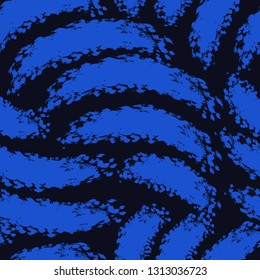 vector blue painting brush seamless pattern on dark blue