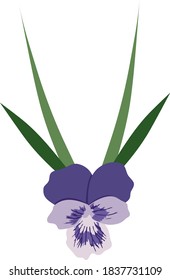 vector blue pansy flower isolated on white background. Decorative element for greeting cards, textile, fabric, wallpaper design.