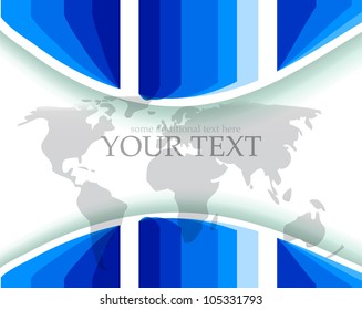 Vector blue paper background with earth map