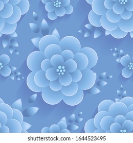 Patrón sin problemas de flor de papel azul del vector