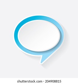 vector  blue paper speech bubble on grey background