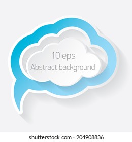 vector  blue paper speech bubble on grey background