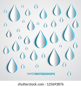 Vector blue paper water drops design