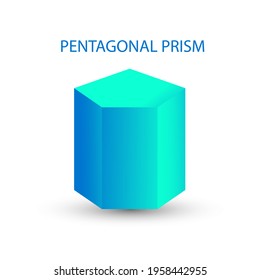 Vector blue pentagonal prism with gradients and shadow for game, icon, package design, logo, mobile, ui, web, education. 3D pentagonal prism on a white background. Geometric figures for your design.
