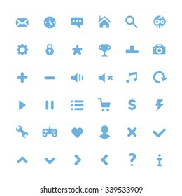 Vector blue pictograms set. Modern flat icons set for web and mobile. Isolated on white background