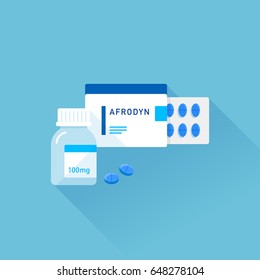 vector blue pills for erectile dysfunction treatment / sign and icon template 