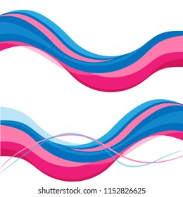 Vector blue, pink abstract background. Wavy waves banner color line for web banner, Abstract lines, wave texture background, web design card.