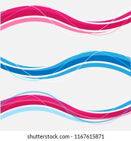 Vector blue pink abstract background. Wavy waves banner color line for web banner. Abstract pink wave, lines wave texture background, web design abstract card, abstract banners. 