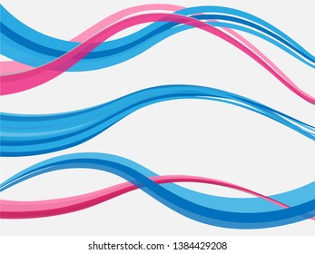 Vector blue pink abstract background. Wavy waves banner color line for web banner. 