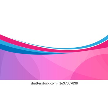 Vector blue pink abstract background. Wavy waves banner color line for web banner. 