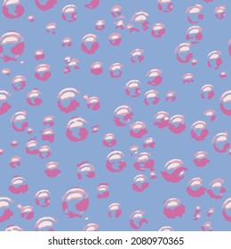 Burbujas abstractas de color azul vectorial y rosa sin inconvenientes. Jugador, atrevido y divertido. Perfecto para tejidos, papel pintado, reserva de rayas y papelería. Diseño de patrones de superficie.