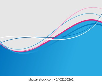 Vector blue pink abstract swoosh background. Wavy waves banner color line for web banner.