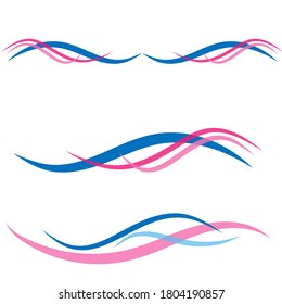 Vector Blue Pink Abstract Swoosh Background. Wavy Waves Banner Color Line For Web Banner.