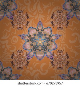 Vector blue and pink damask lace ornament. Delicate intricate decorated for wedding ceremonies, anniversary, party, events.