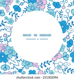 Vector blue and pink kimono blossoms frame seamless pattern background