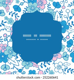 Vector blue and pink kimono blossoms circle frame seamless pattern background