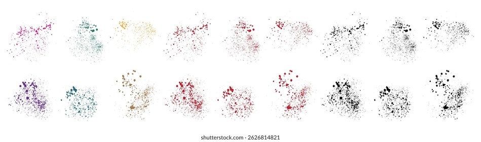 Vector blue, pink, orange, purple, wheat, green, red blood, and black splash illustration collection