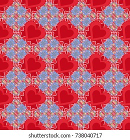 Vector blue, pink and red seamless background pattern with rhombuses.