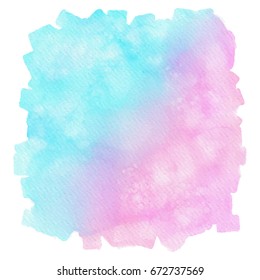 Vector blue and pink watercolor texture. Hand painted background