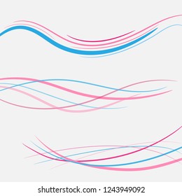 Fondo de oscilación abstracto de onda rosa azul vectorial. Línea de color de banner de ondas onduladas para banner web. Onda rosa abstracta, fondo de textura ondulada, tarjeta abstracta de diseño web, banners abstractos. 