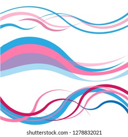 Vector blue, pink wavy wave abstract swoosh background. Wavy waves banner color line for web banner. Abstract pink wave, lines wave texture background, web design abstract card, abstract banners. 
