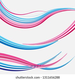 Fondo de oscilación abstracto de onda rosa azul vectorial. Línea de color de banner de ondas onduladas para banner web. 