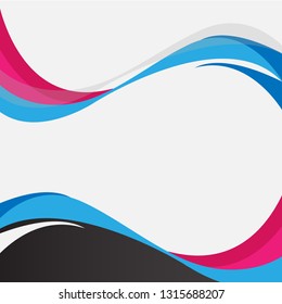 Vector blue, pink wavy wave abstract swoosh background. Wavy waves banner color line for web banner. 