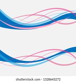Vector blue, pink wavy wave abstract swoosh background. Wavy waves banner color line for web banner. 